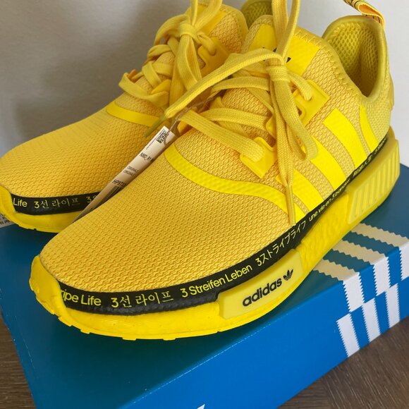 NEW Women's Adidas NMD R1 - Size 7.5  - Yellow With Black - Picture 8 of 8